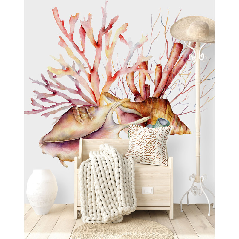 Murale coquillages et coraux Okarche, L 100 po x L 100 po