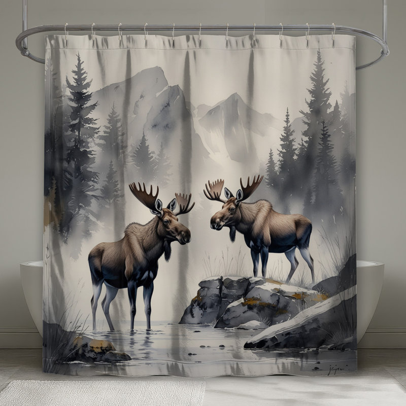 Rideaux de douche Moose In Mountain, L 70 po x H 84 po