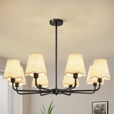 8-Light Modern Dimmable Chandelier With Fabric Shades