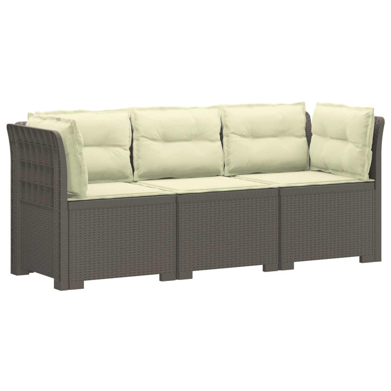  Garden Sofa Rattan Look PP Outdoor Seating Modern Lounge Modular Casual, Light Grey, Cream