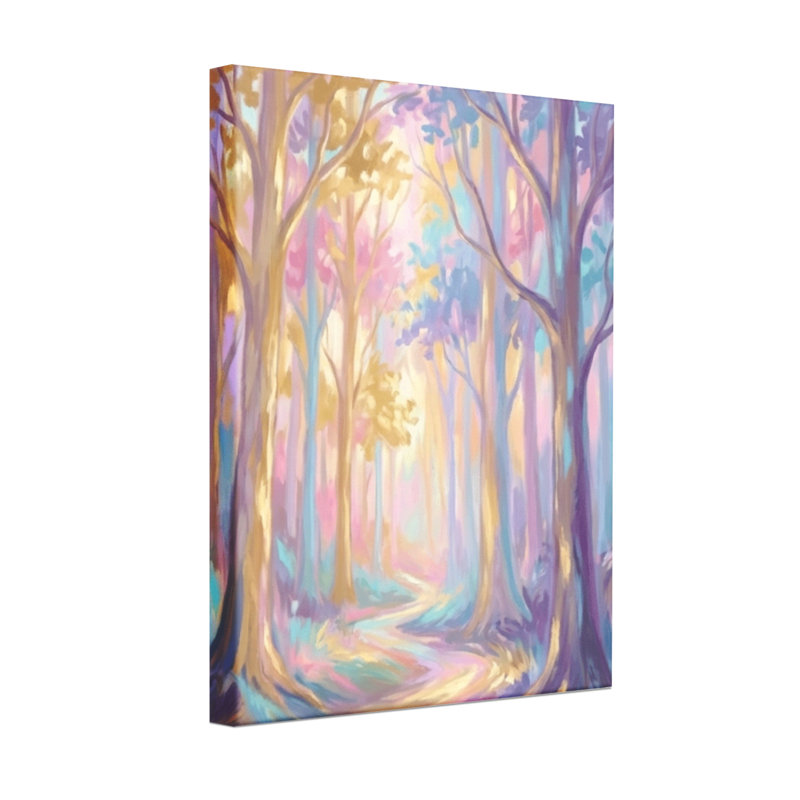 Abstract Colorful Forest Path With Dreamy Light, 36" H x 24" W