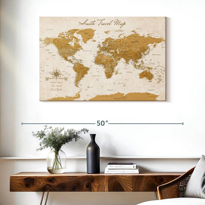 Carte du monde personnalisée, H 26 po x l 39 po, Oui