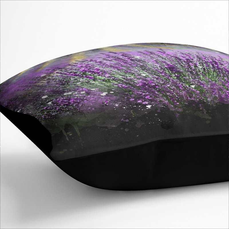 Lavender Vol.3 Paint Splash Square Throw Cushion, Black, 40cm H x 40cm W x 15cm D