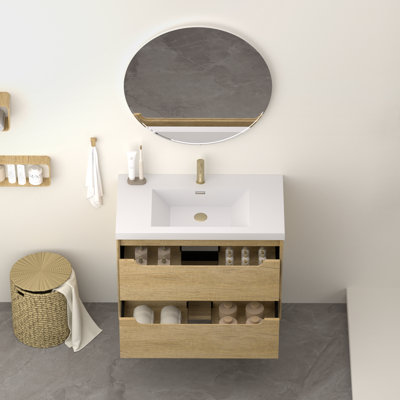 Meuble-lavabo mural 36 po avec lavabo en résine intégré
