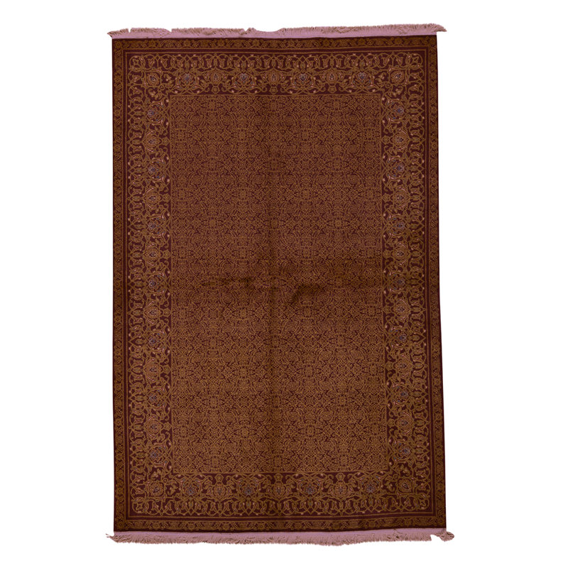 Tapis rouge / brun de haute qualité noué à la main