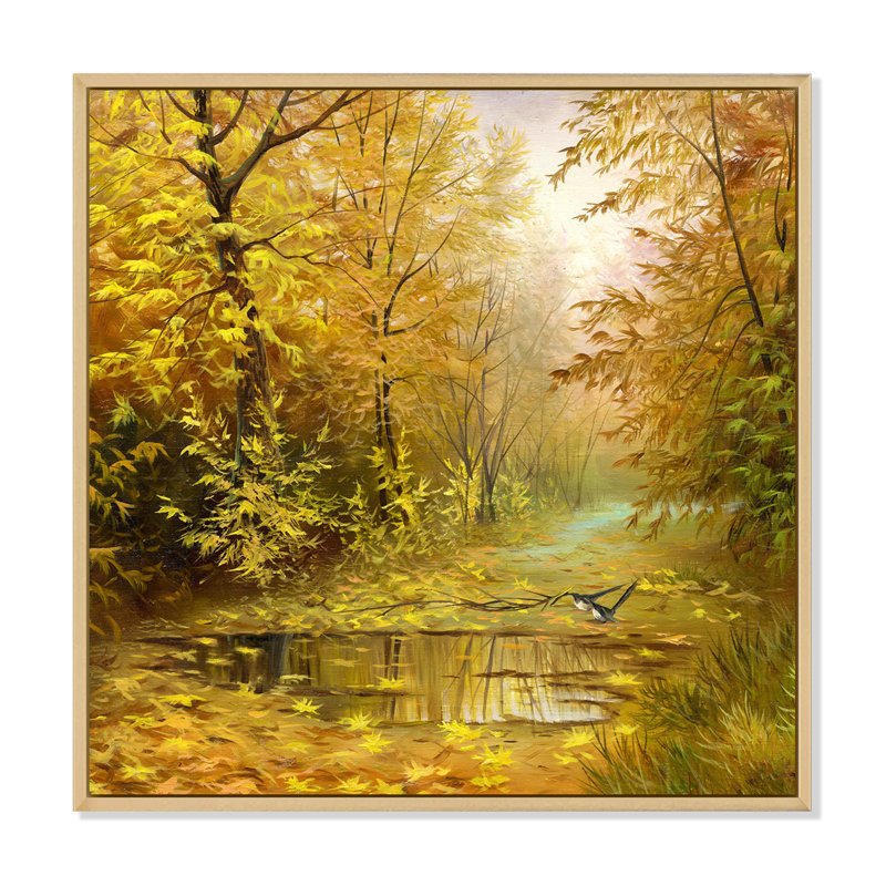 «Beautiful Yellow Yellow Landscape», impression sur toile, H 16 po x l 16 po, Cadre flottant en érable