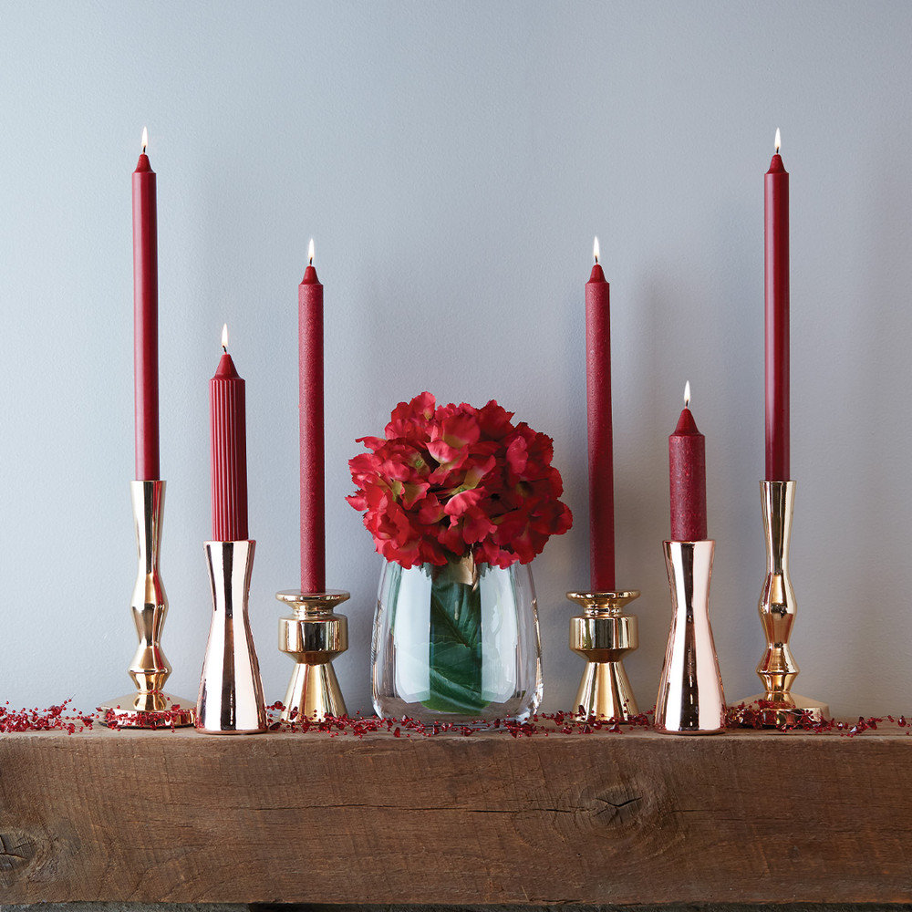 Root Candles Unscented Taper Candle, Garnet