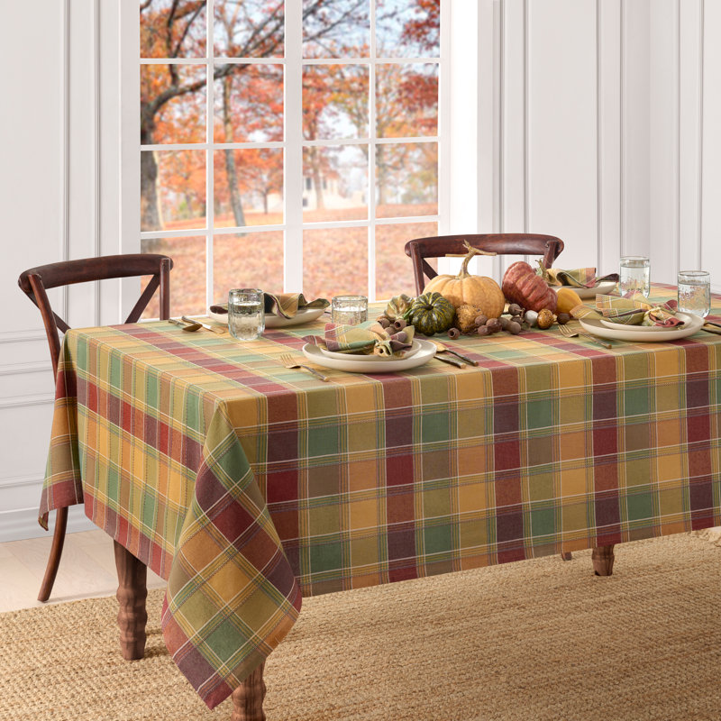 Douai Harvest Plaid Cotton Tablecloth, 70"  x 52" Rectangle