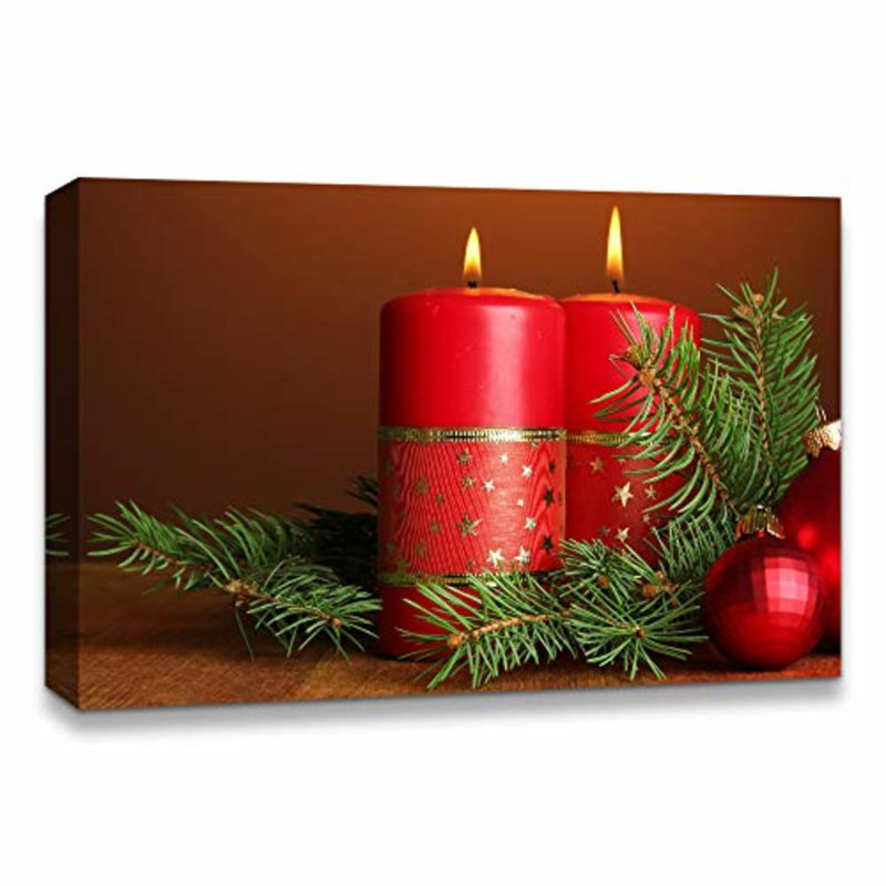 Christmas Holiday Celebration Candles X16 - Photographie sur toile tendue, H 24 po x l 32 po