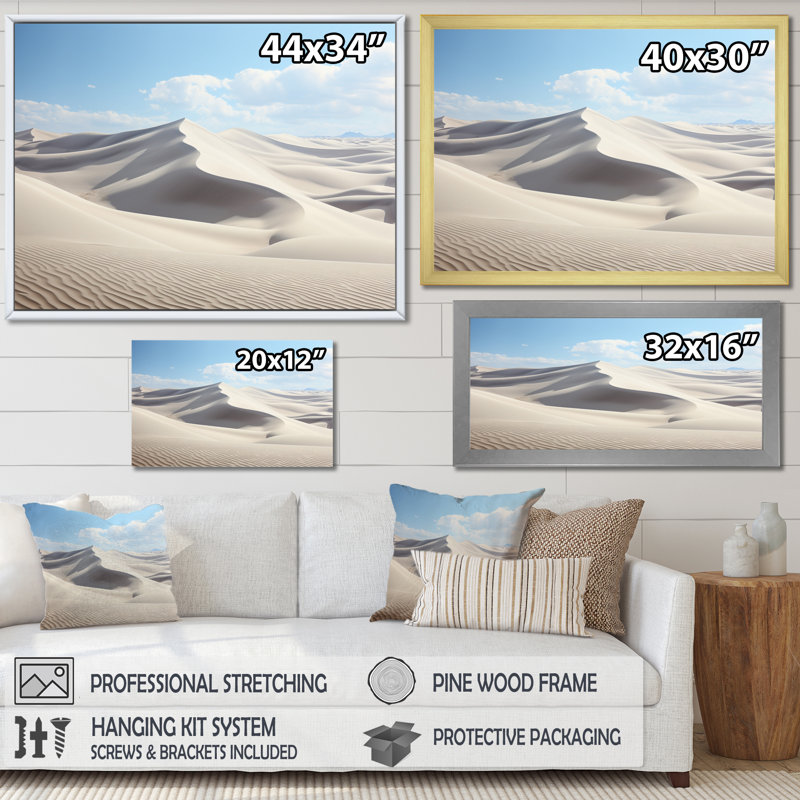 Égypte, paysage de sables silencieux III, reproduction sur toile, H 24 po x l 32 po x P 1 po, Cadre photo blanc