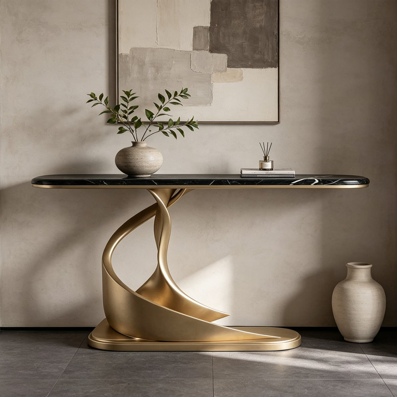 Console de style italien de luxe, H 33,5 po x l 63 po x P 13,8 po
