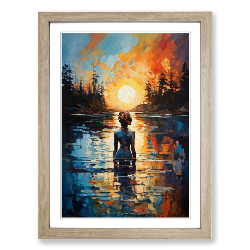 Lake Gestural No.2 - Framed Print, 64cm H x 46cm W x 2cm D, Oak 