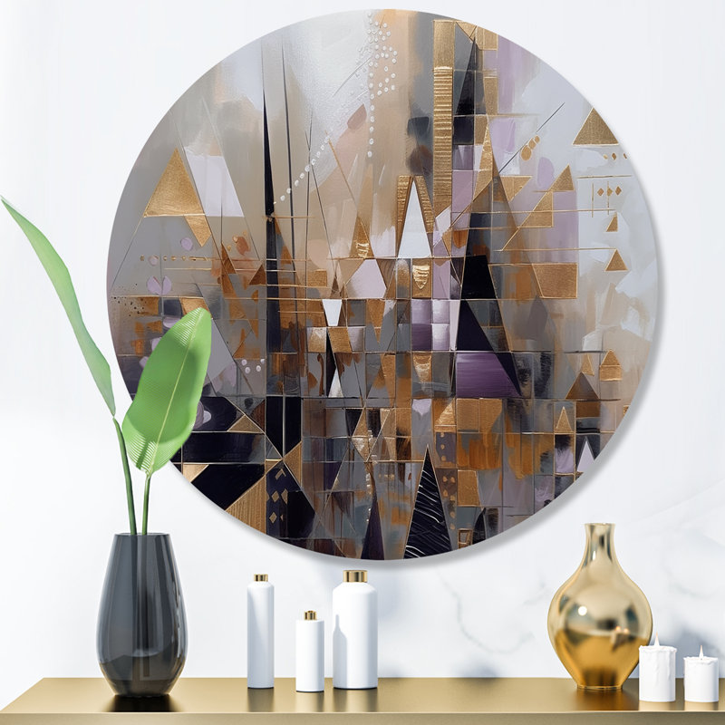 «Soft Color Composition II», art mural rond abstrait géométrique sur métal, H 16 po x l 16 po x P 1 po