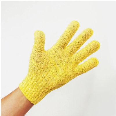 Stretchy Nylon Exfoliating Shower Gloves in Yellow Reusable Washable Body Scrub Gloves Twenty Pack for Removing Dead Skin and Cleansing Skin During Bathing
