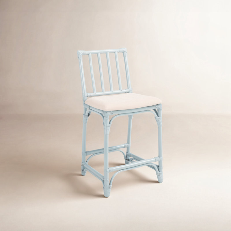 Mylinda Barstool with Cushion, Light Blue