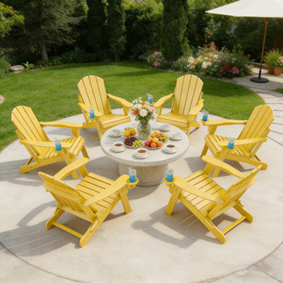 Chaise Adirondack pliante Hdpe pour l'extérieur avec porte-gobelet (ensemble de 6)