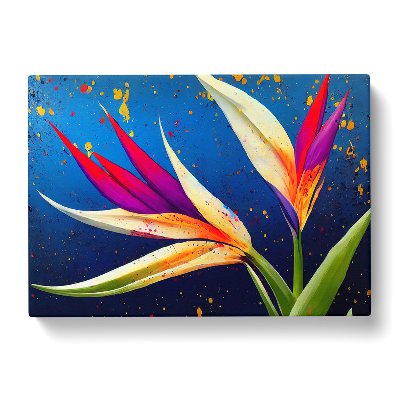 Bird Of Paradise Flower Splash Vol.5 - Wrapped Canvas Painting, 35cm H x 50cm W x 3cm D