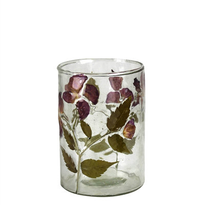 Enamel Hurricane, Roses - Med, 5" H x 4" W x 4" D