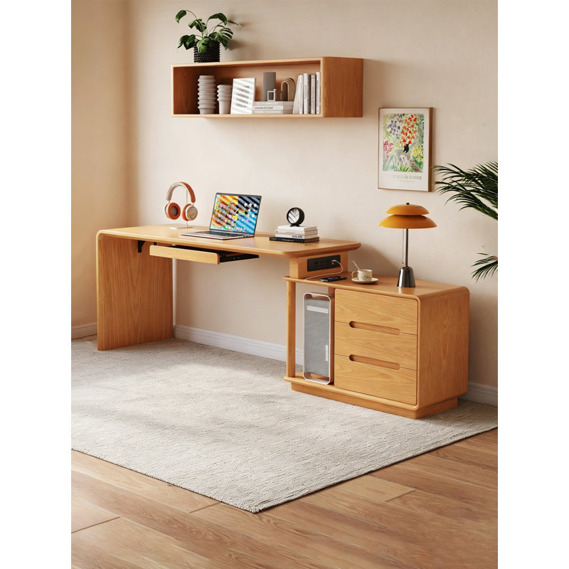 Bureau en L moderne et minimaliste rétractable en forme de L, Tanné, H 29,53 po x l 47,24 po x P 53,43 po