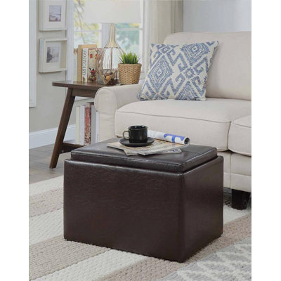 Blocton 57cm Wide Faux Leather Rectangle Solid Colour Standard Ottoman with Storage