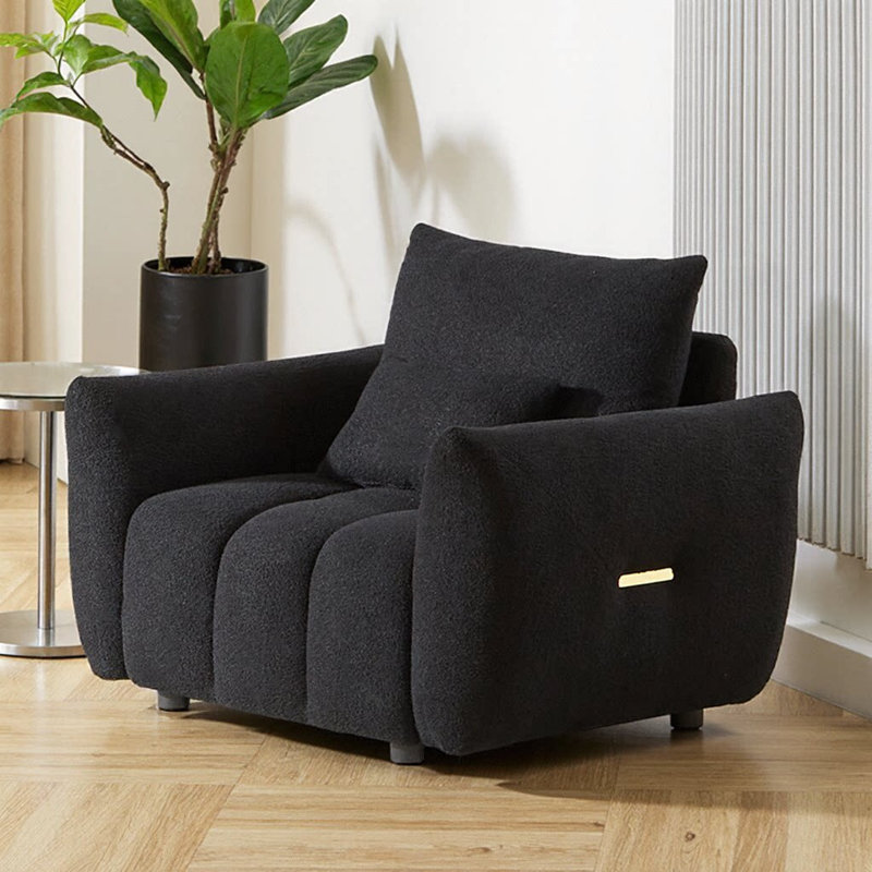 Méridienne de 35 po en tissu Teddy, Noir