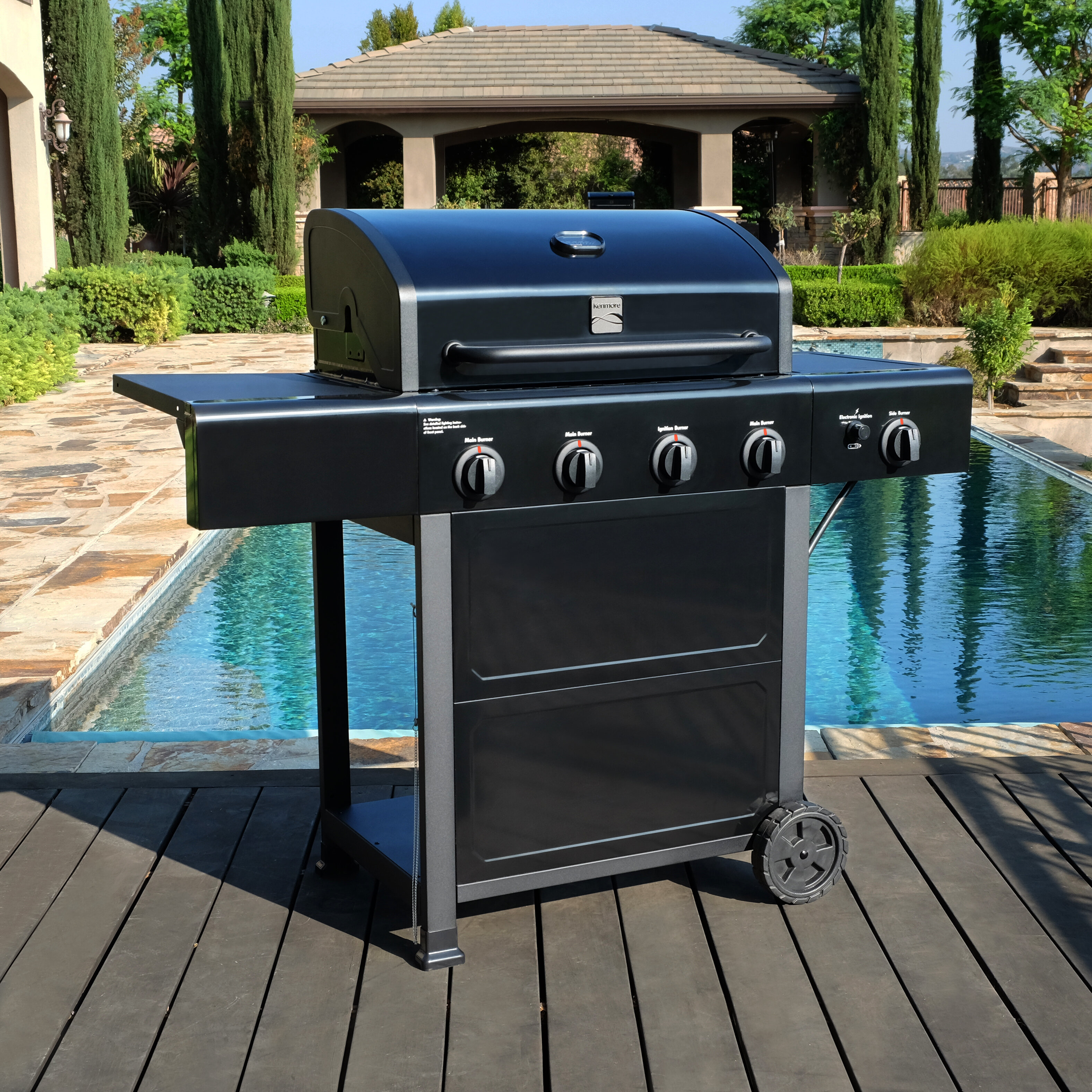 Kenmore 4-Burner Open Cart Propane Gas Grill With Side Burner & Reviews ...