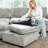 Plush Wide Corduroy Modular Sectional Sofa L-Shaped Solid Wood Sofa with Ottoman-2007967900