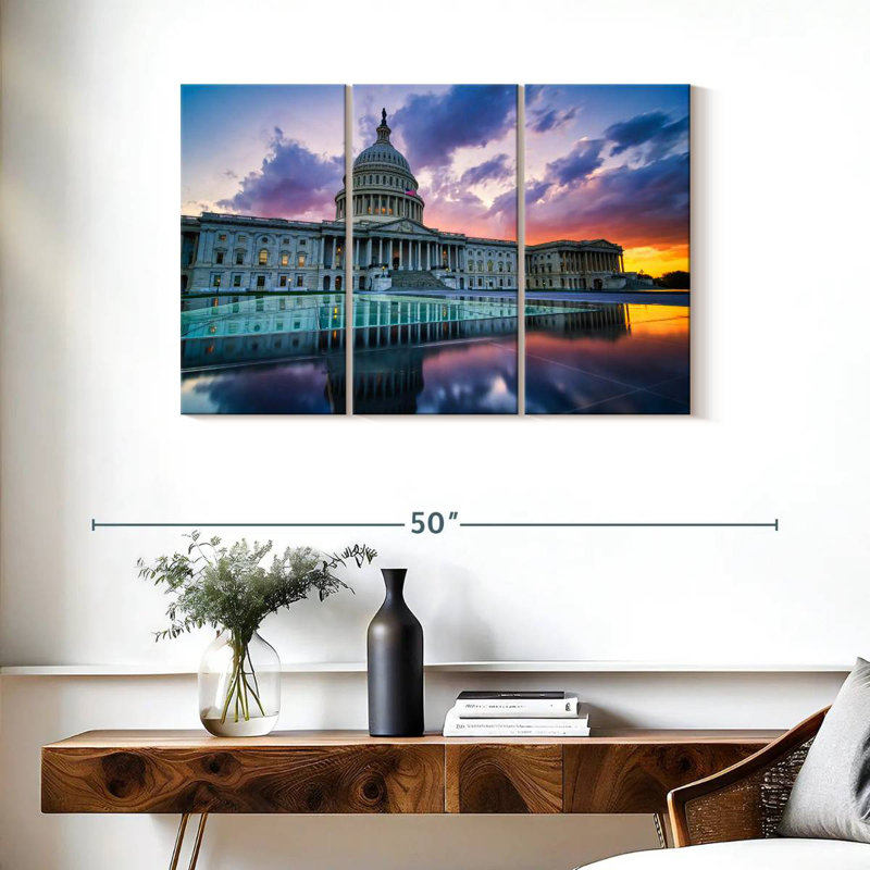 Lilie US Capitol Sunset Reflection, 24" H x 38" W