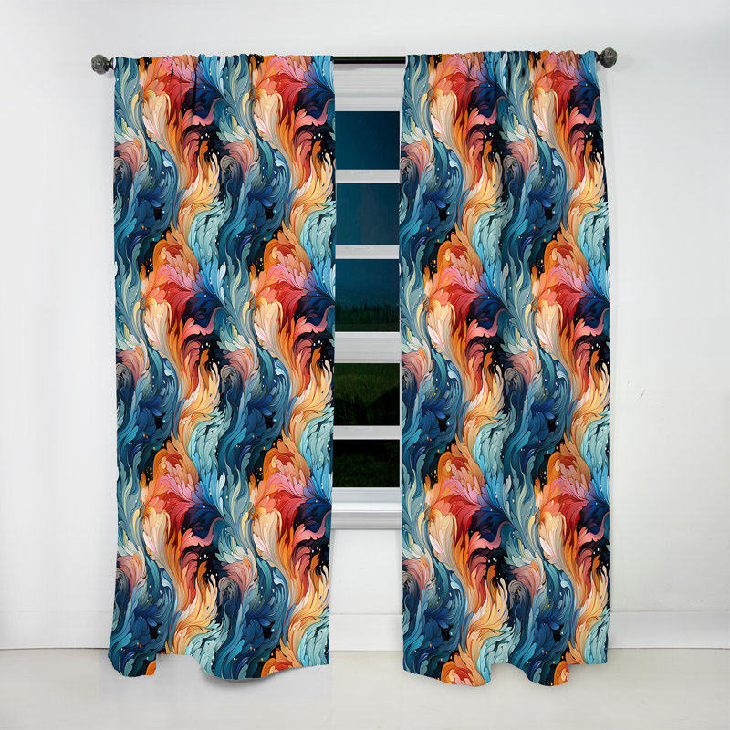 Motif cachemire artistique - rideau en velours glamour - obscurcissant - 1 panneau, L 52 po x L 95 po