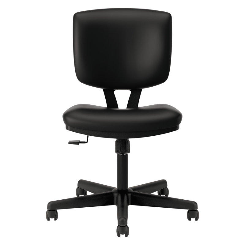 Black Leather Adjustable Task Office Chair with Swivel