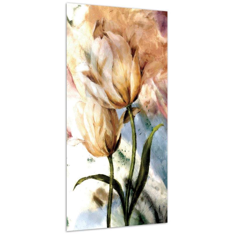 «Pastel Fleur I», art mural en verre trempé inversé sans cadre