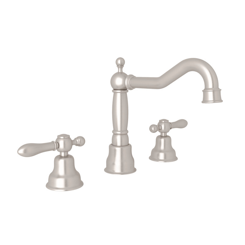 Arcana Widespread Lavatory Faucet With Column Spout, Satin Nickel, Lever