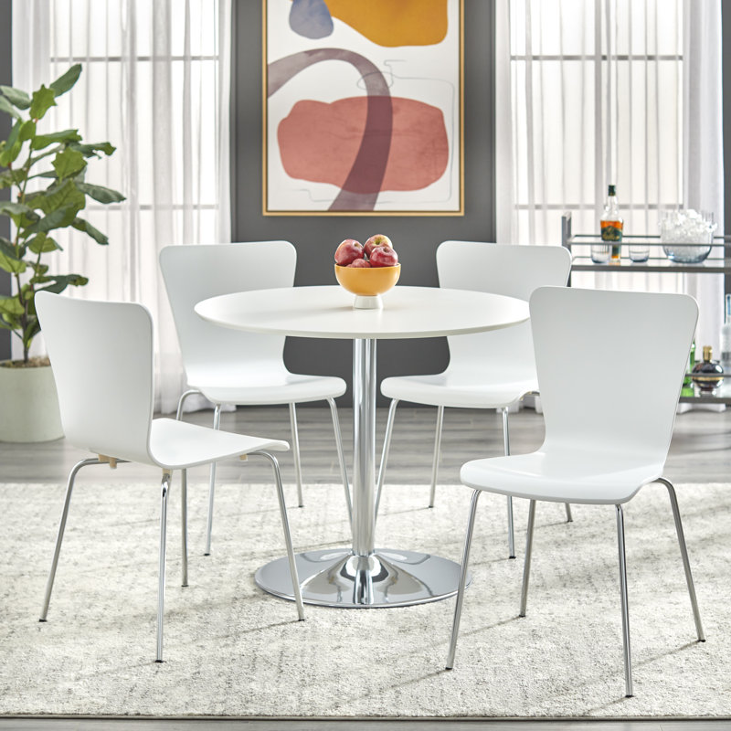 Ensemble de salle à manger Theotis, Blanc, 5 (1 table + 4 chaises)