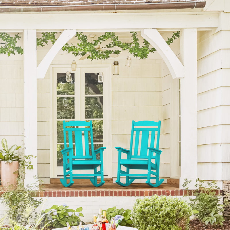 Chaise berçante d'extérieur Diyanna, Bleu Aruba