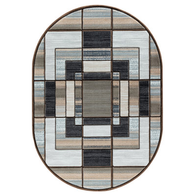 Tapis brun à motif géométrique Adonia