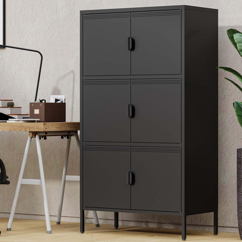 Cadell 31.49'' Wide 3 - Shelf Storage Cabinet, Black
