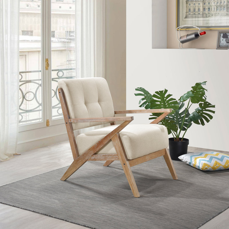 Fauteuil de 27,5 po de large Jakye, 100 % polyester SABLE