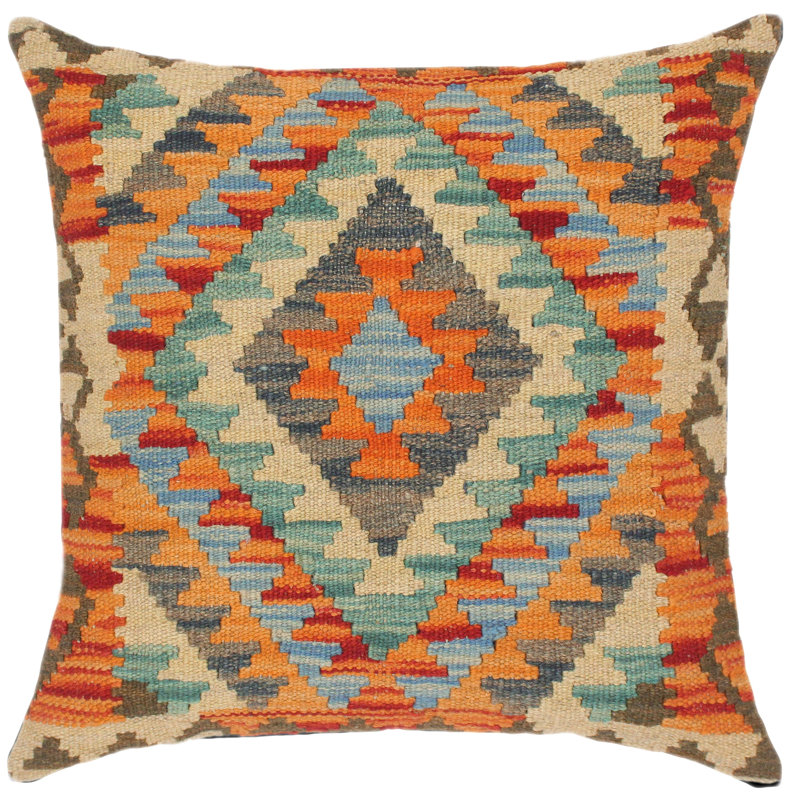 Tribal Kilim Pillows Geometric Throw Pillow, Blue/Orange/Purple