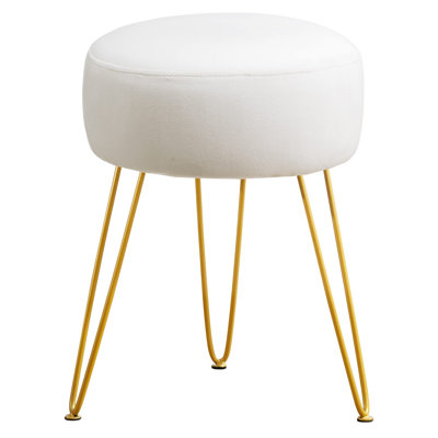 Tabouret de coiffeuse, tabourets de coiffeuse blancs pour la salle de maquillage, tabouret de repose-pieds rond et repose-pieds en velours pour meuble-lavabo, chambre à coucher, salon, vestibule, bureaux