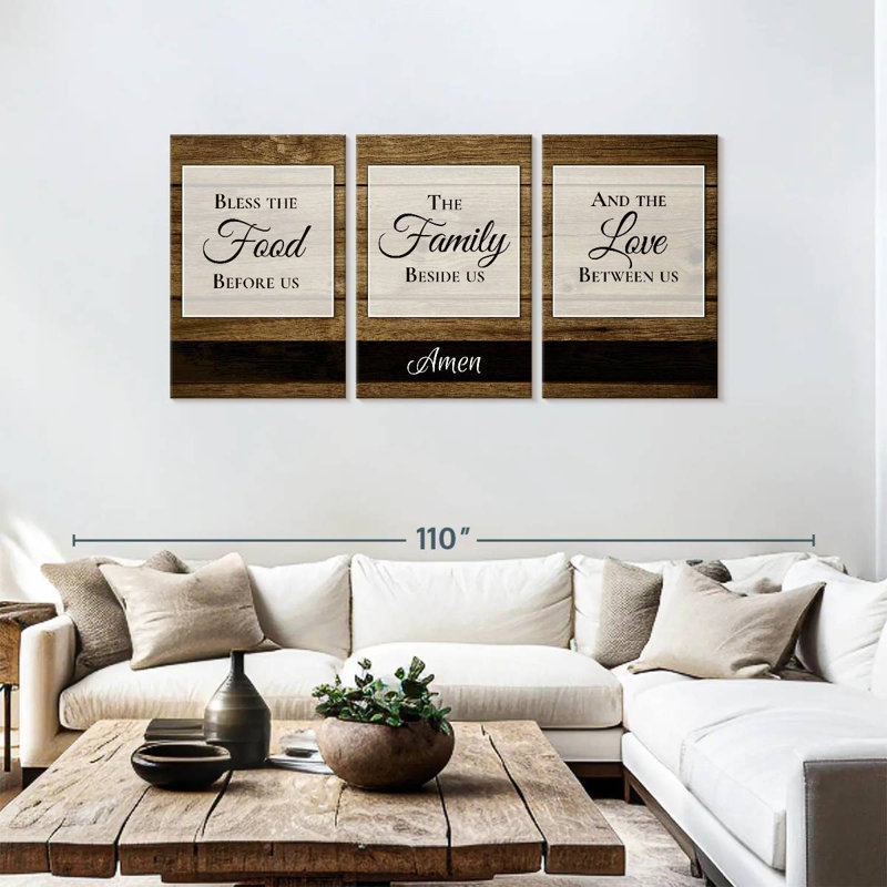 «Bless The Food Family And Love I», reproduction sur toile, H 39 po x l 80 po x P 1,25 po