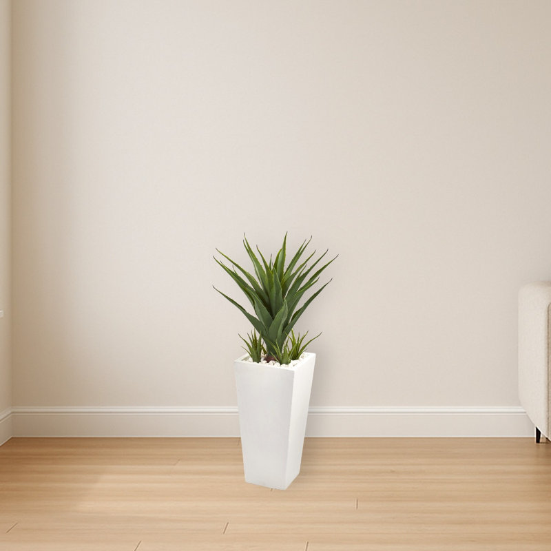 Spiky Agave Artificial Plant in White Planter