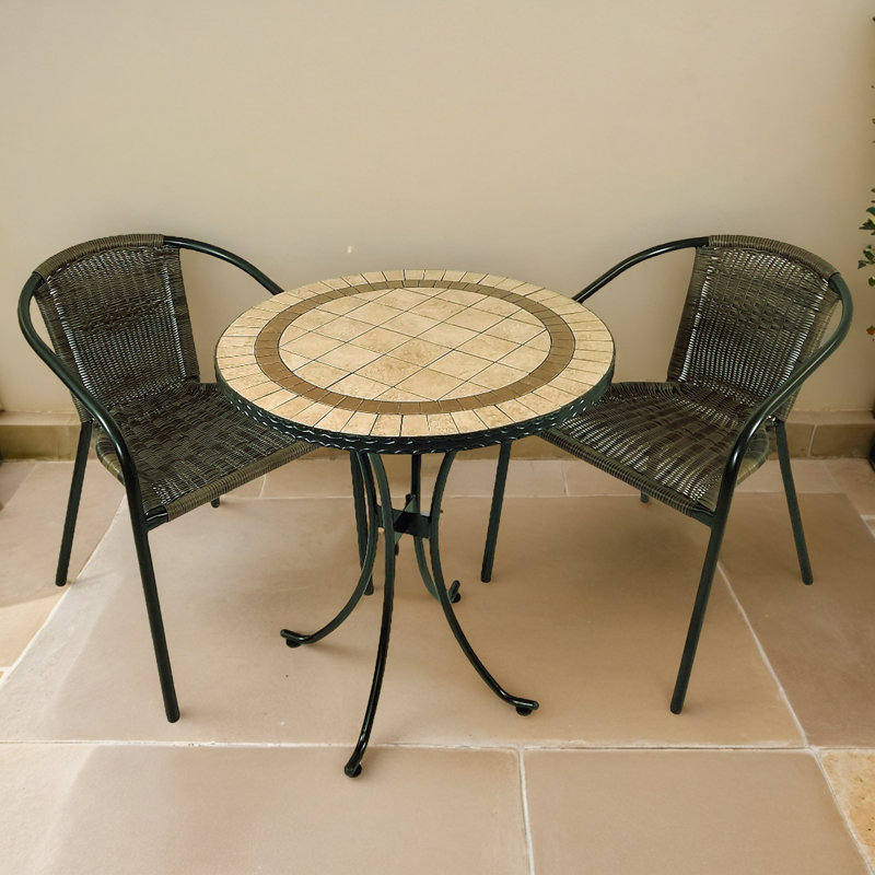 Henley 2 - Person Patio Dining Set with Round Table, 73 cm H x 71cm W x 71cm L