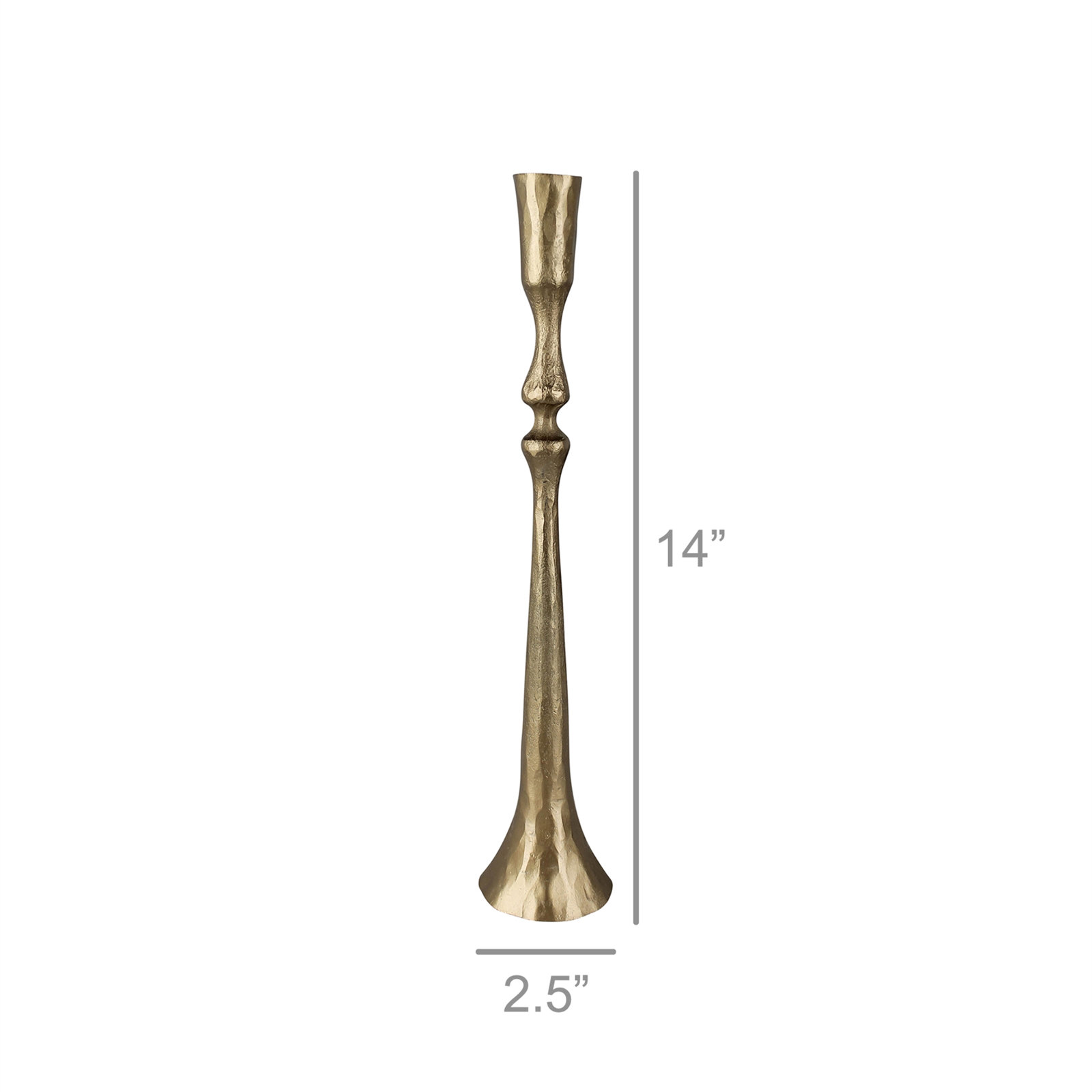 Iron Candlestick Holder, 14" H x 2.5" W x 2.5" D