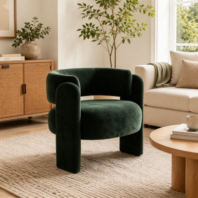 Fauteuil d'appoint sculptural moderne avec dossier arrondi et pieds massifs