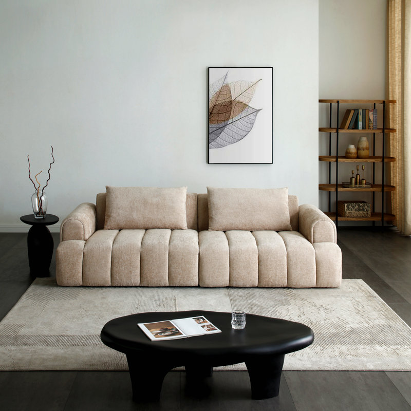 Canapé modulaire moderne, 4 places, canapé en tissu d'ameublement en velours chenille pour petit salon