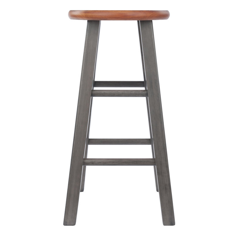 Tabouret de bar Azaya, Teck rustique, Tabouret de comptoir (siège d'une hauteur de 24,2, 1