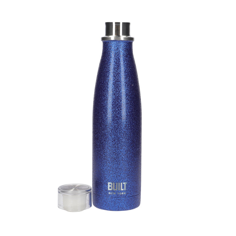 Built Perfect Seal 500ml Vacuum Insulated 18/8 Stainless Steel Water Bottle, Bluye