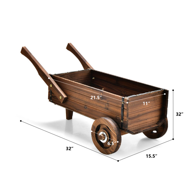 Jardinière en bois avec brouette Anestin