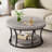 Round Coffee Table With Storage, 2-Tier Cocktail Table-964420841