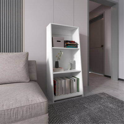 Note 47" Tall Three-Tier Ladder Bookcase White
